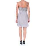 S Laser Strips Lace Overlay Cocktail Dress Silver 6