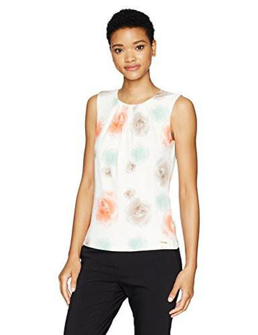 Printed Floral Pleat Neck Cami Porcelain Rosemulti S