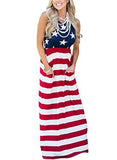 Hotapei American Flag Empire Waist Sleeveless Tank Striped Maxi Dress Xl