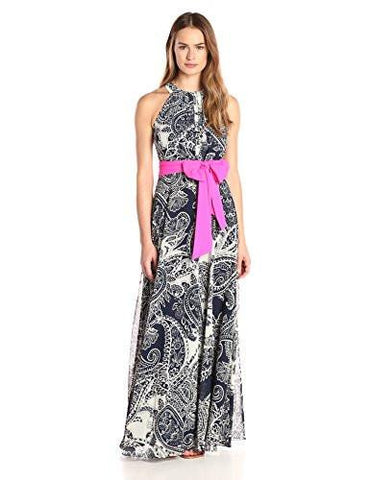 Eliza J Halter Maxi, Navy/Ivory, 8