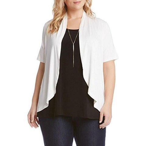 Sophie Draped Open Front Cardigan Top White 2X