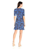 Tossed Jersey Floral Dress With Keyhole At Neckline, Cobalt Black, 2