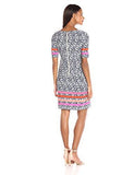 Printed TBody Dress, Navy/Ivory, 6