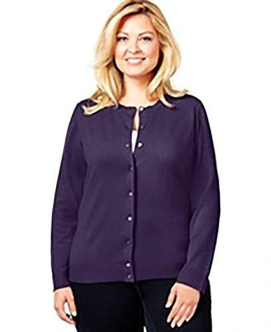 Plus Size ButtonFront Knit Cardigan 0X, Navy Blue