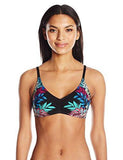 Kenneth Cole York Tropical Tendencies Floral Bralette Bikini Top Black M