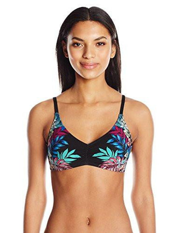 Kenneth Cole York Tropical Tendencies Floral Bralette Bikini Top Black M