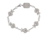 Cz Pavé Crowned Heart Motif Bracelet Sterling Silver Bracelet
