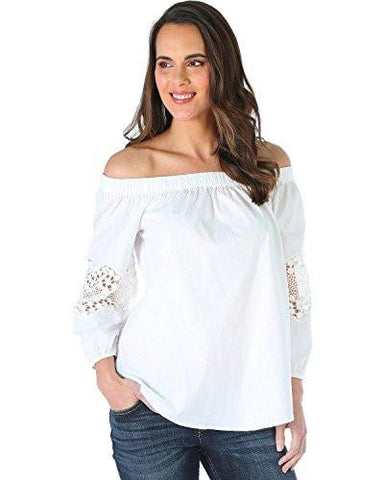 Off The Shoulder Top With Crochet Trim Ivory XxLarge