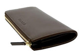 Margaux Calf Leather Quarter Zip Wallet 332747 2527 Brown
