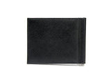 Wiberlux Prada Metal Logo Detail Twotone Real Leather Money Clip Wallet One Size Black_Navy