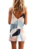 Sidefeel V Neck Halter Printed Casual Strap Dress Small Multicolor