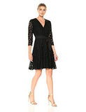 Lace Faux Wrap Dress, Black, 16