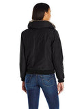 Shortie Bomber With Faux Fur Pile Collar, Black, S