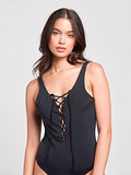 Sandy Lace Up One Piece Swim Black M Swimwear One Piece Black