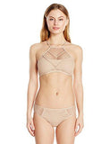 Kenneth Cole York Wrapped In Love Solid High Neck Bra Bikini Top Sand S
