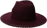 Lace Edge Panama Hat Wine Red One Size