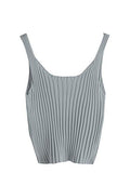 Sweatyrocks Ribbed Knit Crop Tank Top Spaghetti Strap Camisole Vest Tops Grey One Size