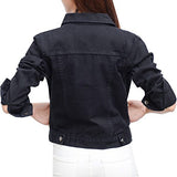 Zhengyuan Long Sleeved Short Denim Jacket Large Black