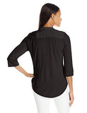 Mixed Media Roll Sleeve Top Black Medium