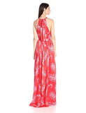 Pleated Maxi Dress With Halter Neck, Poppy Red, 2