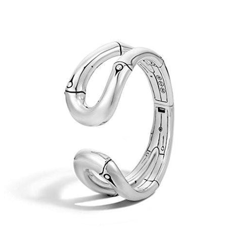 John Hardy Bamboo Silver Kick Cuff Size M