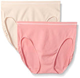 Ellen Tracy Seamless 2 Pack Hicut Panty, Peony/Natural, XLarge