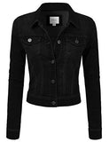 Slim Fit Cropped Demin Jean Jacket Black 3Xl