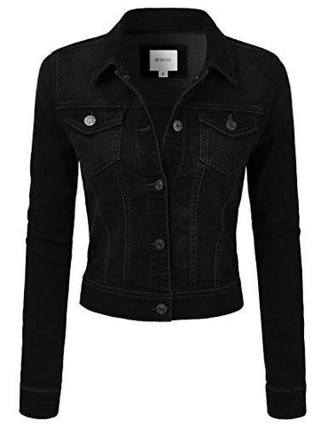 Slim Fit Cropped Demin Jean Jacket Black 3Xl