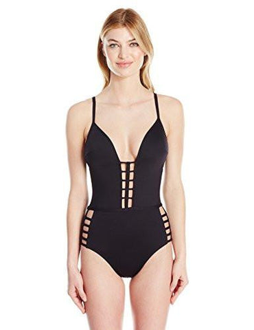 Kenneth Cole York Solids Strappy Push Up Mio Sexy One Piece Swimsuit Black M