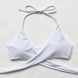 Mooskini Sexy Padded Pushup Leaves Printing Bikini Set Two Pieces Swimsuit S White