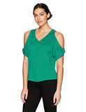 Ellen Tracy V Neck Cold Shoulder Top, Palm, Petite Large