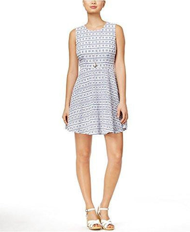 GinghamPrint Eyelet Fit & Flare Dress