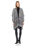 Pattern Ruana With Whipstitch Grey Smoke One Size