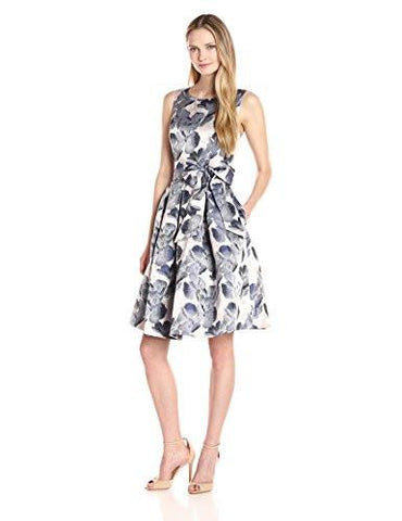 Floral Fit And Flare Dress, Navy/Pansy, 8