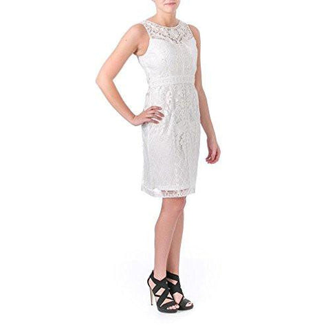 Sleeveless Embellished Cocktail Dress White, 12