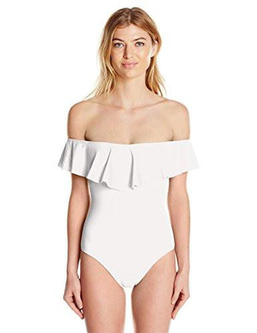 Gypsy Solids Offtheshoulder Bandeau One Piece Swimsuit Whitewhite 12