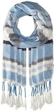 Variegated Srtipe Scarf With Tassels Denim One Size