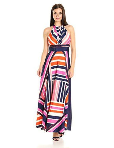 Eliza J Halter Maxi Dress, Pink/Navy, 6