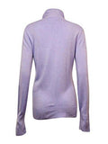 Cable Knit Long Sleeves Turtleneck Sweater Purple M