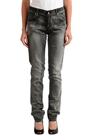 Jeans Grey Polka Dot Embellished Straight Leg Denim Jeans Us 8 It 44;