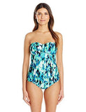 Kenneth Cole New York Floral Explosion Bandeau Tankini Teal Medium
