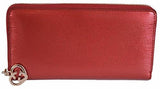 Red Gg Charm Shine Lovely Zip Around Wallet
