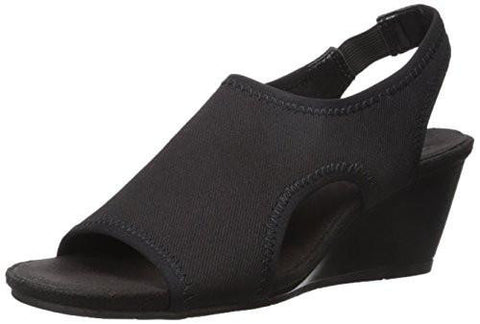 Coffee Cake Wedge Sandal Black Fabric 8 M Us