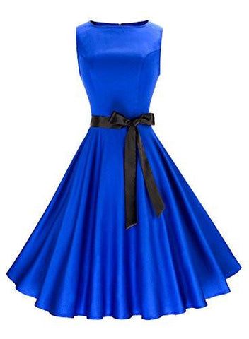 Anni Coco Classic 1950S Vintage Hepburn Dresses Blue Xlarge