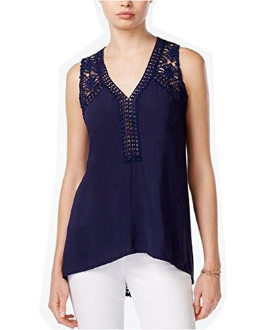 Maison Jules Sleeveless LaceTrim Top Large, Blue Notte