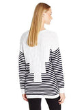 Striped Intarsia Vneck Sweater Navy Combo Medium