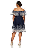 Plus Size Off The Shoulder Pop Over Dress, Navy, 18W