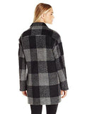 Wool Oversized Boyfriend Walking Coat, Grey Plaid, L