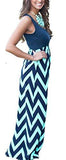 Demetory `S Boho Sleeveless Wave Striped Maxi Dress Xlarge Navy