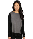 Color Block Sweater Knit Top Black/Dark Heather Gray Sweater